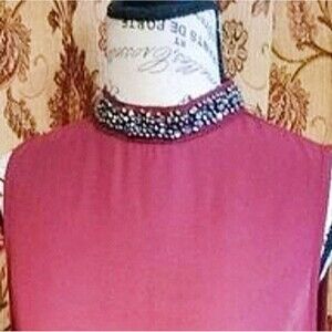 Atmosphere Women's Sleeveless High-Neck Blouse w/Jeweled Neckline